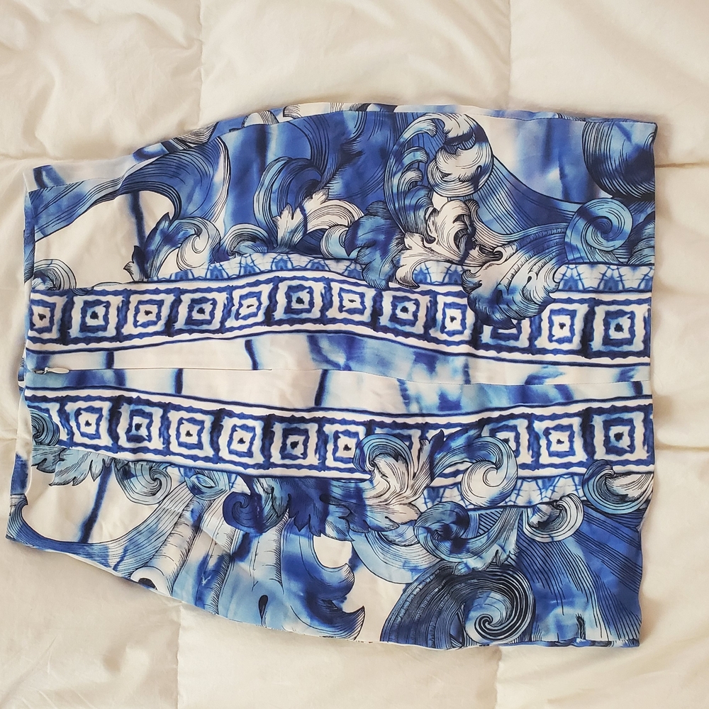 Versace Blue and White Artistic Skirt